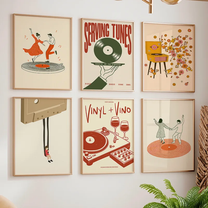 Office Furniture Equipment - 1 adet Vintage Müzik Tuval Poster