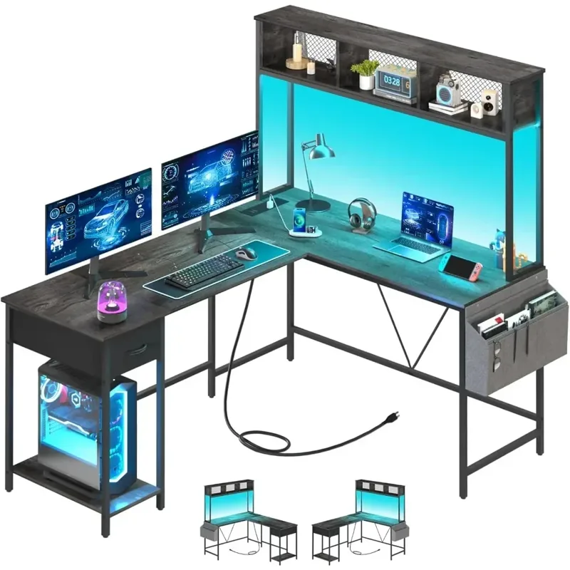 Office Furniture Outlet - Ters Çevrilebilir Bilgisayar Masası, LED Şerit