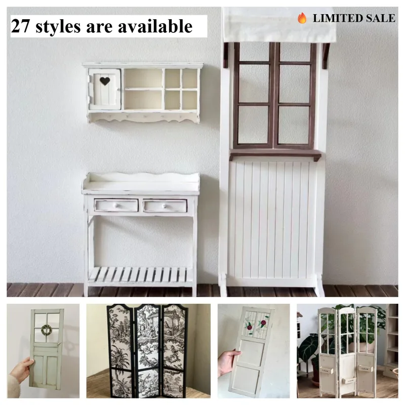 Partition Screen Divider - Rustik Minyatür Oda Bölücü Ekran Vintage
