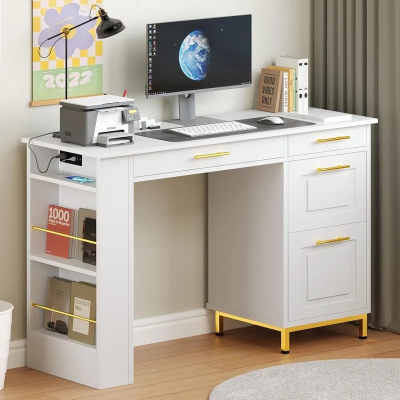 Office Furniture Outlet - Dersli Beyaz Çalışma Masası, 48 İnç